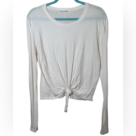 Reformation White Tie-Front Long Sleeve Blouse - Picture 1 of 3